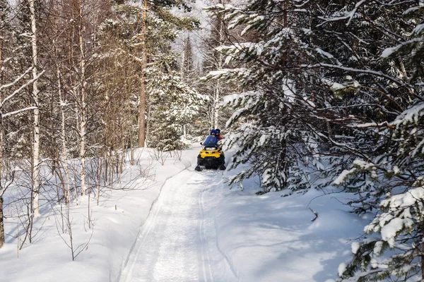 Sportler auf einem Schneemobil. — Stockfoto