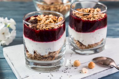 Granola ve yoğurt ile.