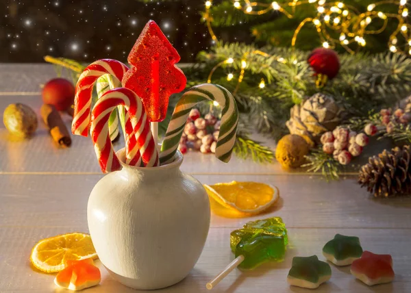 Obraz s vánočními sladkostmi. — Stock fotografie