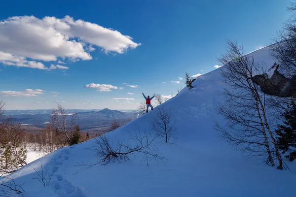 Athlete Slope Mountain Range Urals — Stock Photo, Image