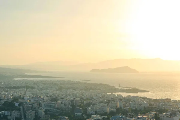 Вид Воздуха Город Ханья Морской Фон Закате Крит Греция — стоковое фото