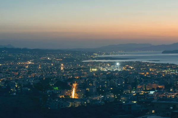 Вид Воздуха Город Ханья Морской Фон Сумерках Крит Греция — стоковое фото