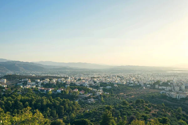 Vista Aerea Sulla Città Chania Sfondo Del Mare Tramonto Isola — Foto Stock