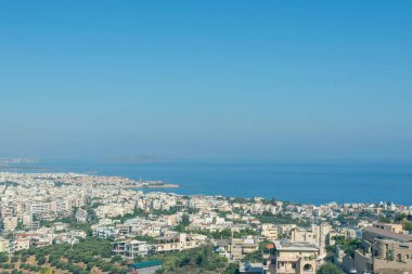 Gün batımında Chania şehrinin panoraması. Girit adası, Yunanistan 