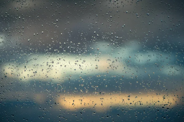 Wassertropfen Auf Dem Glas Auf Dem Hintergrund Nahaufnahme — Stockfoto