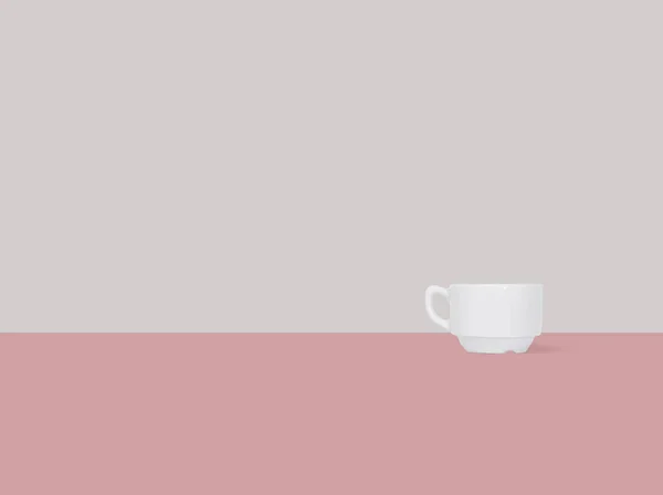Une Tasse Café Sur Fond Rayé Dans Style Minimaliste — Photo