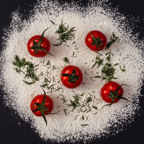 Abstraktes Bild Einer Pizza Aus Mehl Tomaten Käse Und Marmelade — Stockfoto