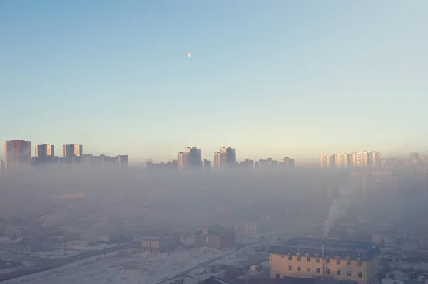 Landing Vliegtuig Boven Astana Stad Met Wolkenkrabbers Oude Stad Astana — Stockfoto
