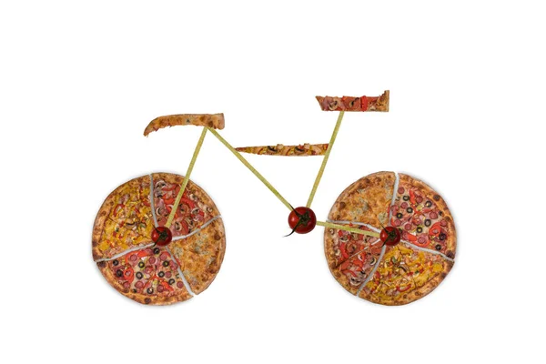 피자와 야채로 자전거의 창조적 — 스톡 사진