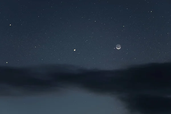 Bulan Purnama Besar Langit Malam Dengan Bintang Bintang Terang — Stok Foto