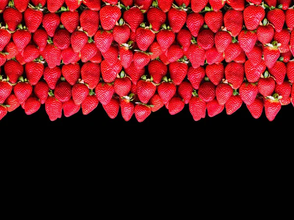 Viele Reife Erdbeeren Mit Platz Für Text Hintergrund Das Konzept — Stockfoto