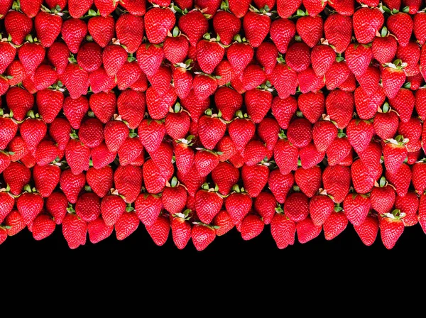 Viele Reife Erdbeeren Mit Platz Für Text Auf Schwarzem Hintergrund — Stockfoto