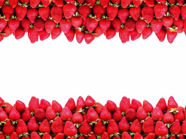 Viele Reife Erdbeeren Mit Platz Für Text Auf Weißem Hintergrund — Stockfoto