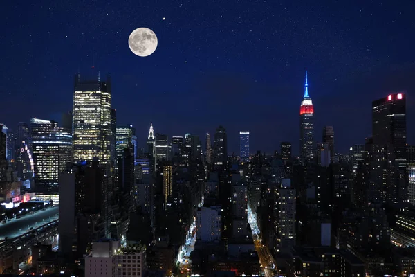 Aerial Panorama View Skyscrapers New York City Manhattan Top View — Stock Photo, Image