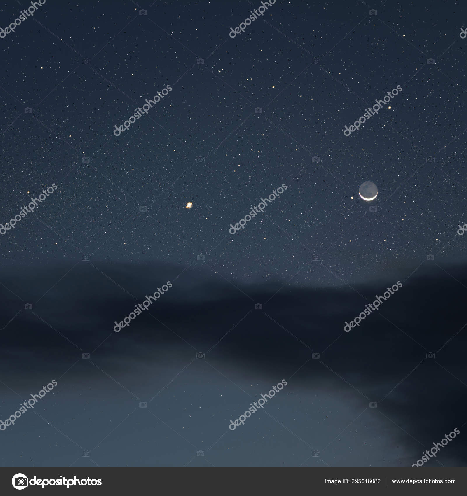 Huge Full Moon Night Sky Bright Stars Stock Photo C Flowertiare 295016082