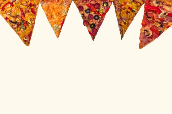 Cut Slices Delicious Fresh Pizza Background — Stock Photo, Image