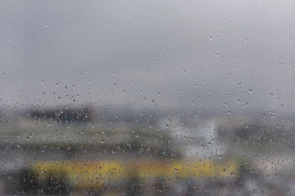 Gocce Acqua Sul Vetro Sullo Sfondo Vicino — Foto Stock