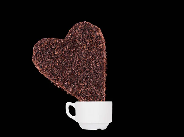 Огромное Печенье Молотого Кофе Виде Сердца Чашке Кофе Красочном Фоне — стоковое фото