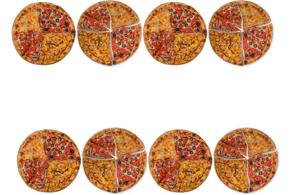 Cut Slices Delicious Fresh Pizza Background — Stock Photo, Image