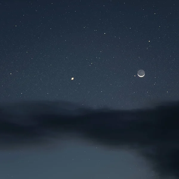 Hatalmas Telihold Éjszakai Égen Fényes Csillagokkal — Stock Fotó