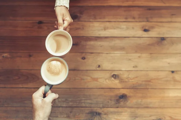 Taza Café Sobre Fondo Madera — Foto de Stock