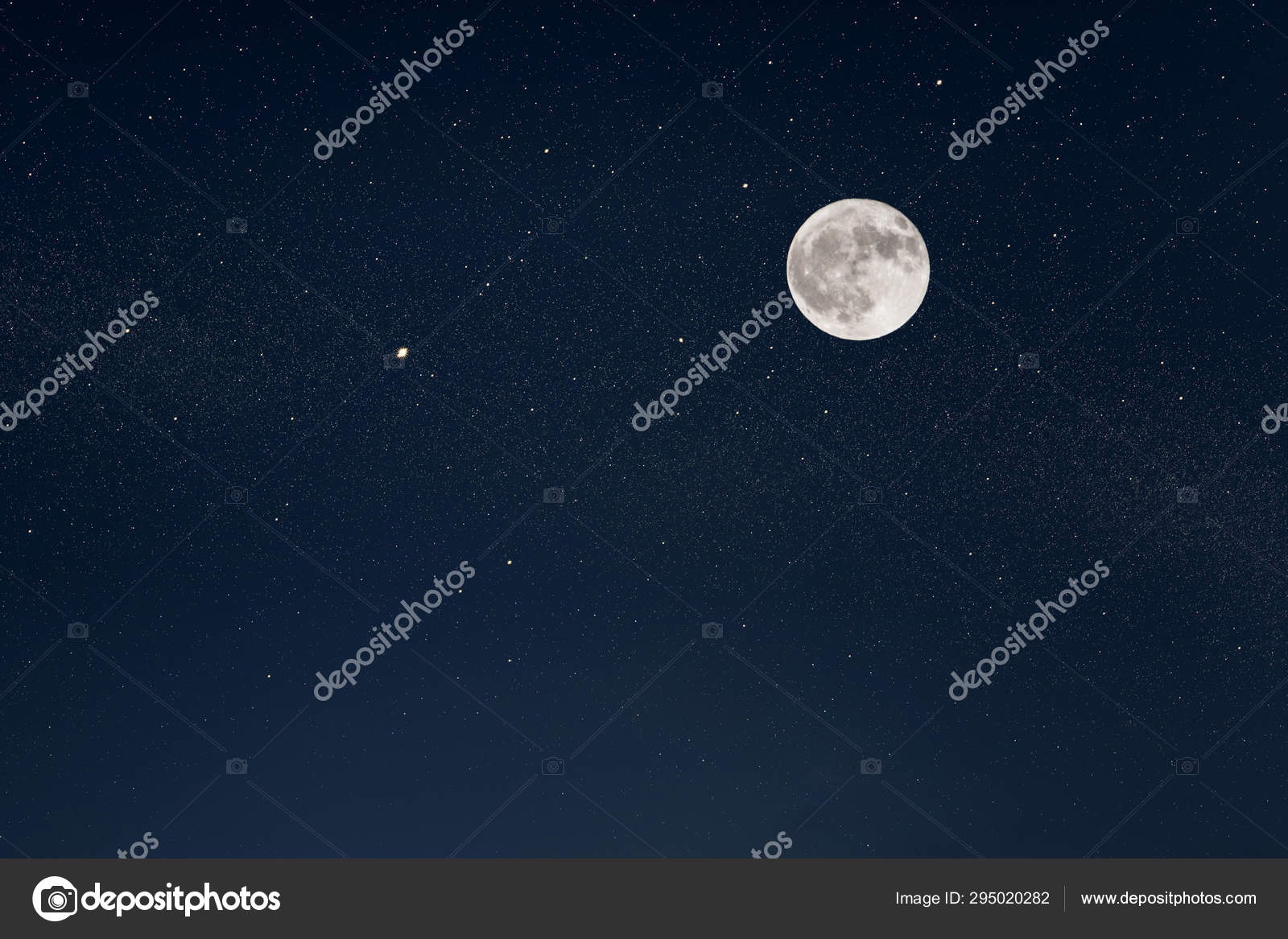Huge Full Moon Night Sky Bright Stars Stock Photo C Flowertiare 295020282