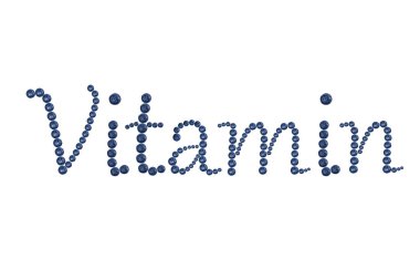 Beyaz arka planda yaban mersini çilek vitamin Word