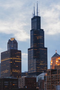 Chicago 'nun şehir merkezindeki güzel gökdelenleri, Illinois, Usa