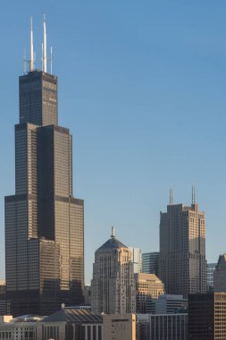 Chicago şehir merkezindeki Millennium Park 'tan manzara