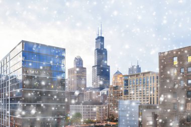 Chicago 'nun şehir merkezindeki güzel gökdelenleri, Illinois, Usa