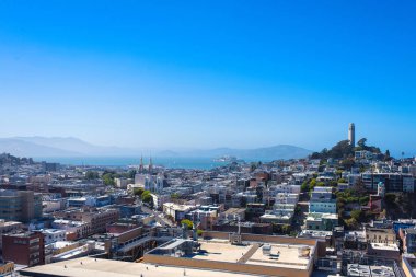 San Francisco şehir merkezi, güneşli bir günde tipik bir bina. Kaliforniya, Usa