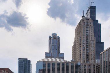 Chicago 'nun merkezi ve Chicago, Illinois, Usa' daki gökdelenler 