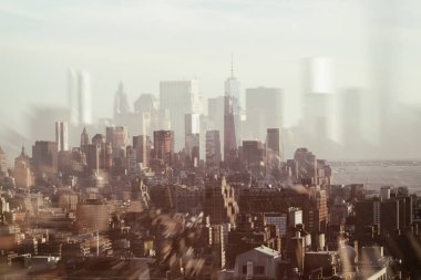 New York City, Manhattan 'daki gökdelenlerin iki katına çıkarılması. Usa. Kavram