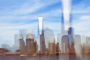 New York City, Manhattan 'daki gökdelenlerin iki katına çıkarılması. Usa. Kavram