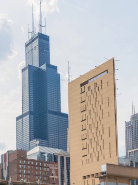 Chicago 'nun şehir merkezindeki güzel gökdelenleri, Illinois, Usa