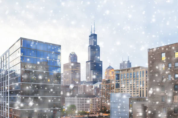 Chicago 'nun şehir merkezindeki güzel gökdelenleri, Illinois, Usa