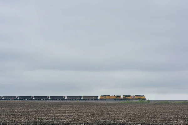 Tren Mercancías Que Pasa Horizonte Del Campo Campo Americano — Foto de Stock