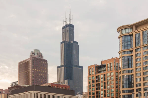 Vista Aérea Sobre Arranha Céus Chicago Centro Cidade Illinois Eua — Fotografia de Stock
