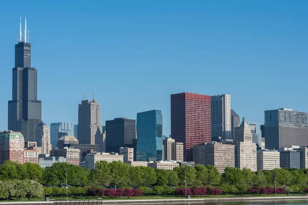 Vista Dos Arranha Céus Chicago Centro Chicago Illinois Eua — Fotografia de Stock