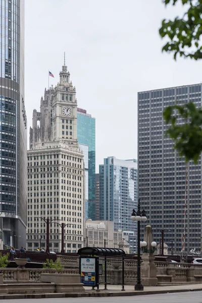 Gyönyörű Kilátás Nyílik Chicagói Felhőkarcolók Belvárosban Illinois Usa — Stock Fotó