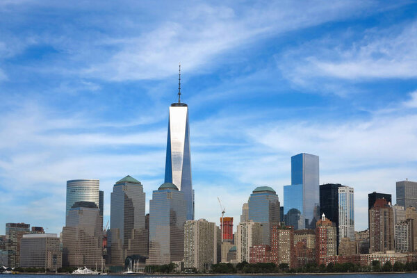 View on New York City from Hudson river.USA