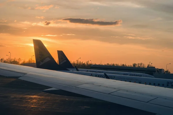 Ala Dell Aereo Tramonto — Foto Stock