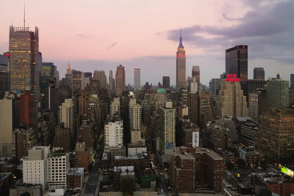 New York City Skyline Vid Solnedgången — Stockfoto