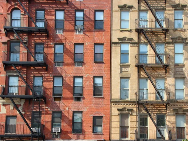 Escape Incêndio Escape Stairs Building Facade Nova York — Fotografia de Stock