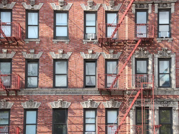 Escape Incêndio Escape Stairs Building Facade Nova York — Fotografia de Stock