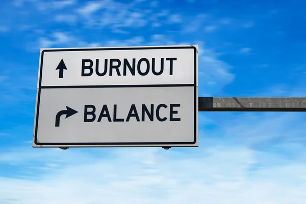 Burnout Balance White Two Street Signs Arrow Metal Pole Directional — Stock Photo, Image