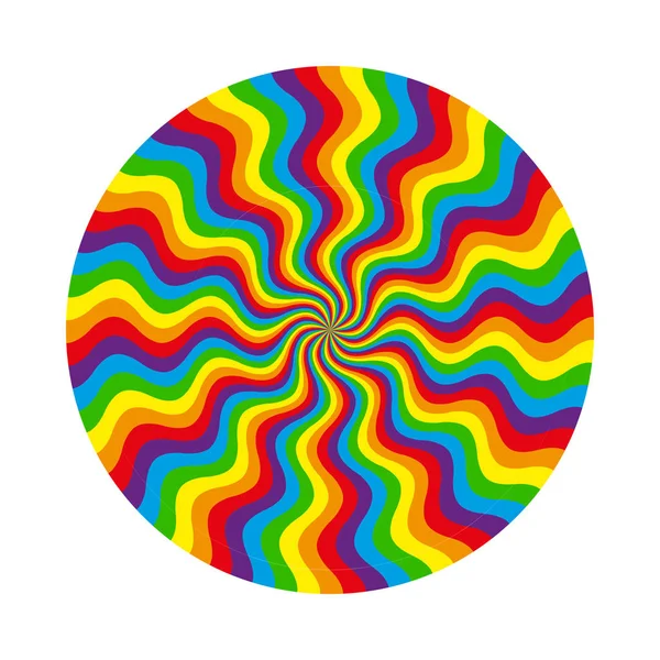 Abstraktní Vícebarevné Kruhově Vlnovka Rainbow Psychedelické Hypnóza Izolovaný Objekt Bílém — Stockový vektor