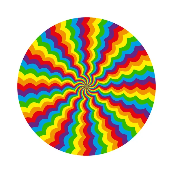 Abstrakta Mångfärgade Cirkulärt Mönster Våglinje Rainbow Psykedeliska Hypnos Isolerade Objekt — Stock vektor