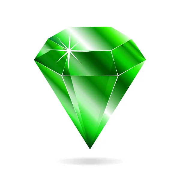 Emerald Edelsteen Geïsoleerde Object Een Witte Achtergrond Vectorillustratie Stockvector