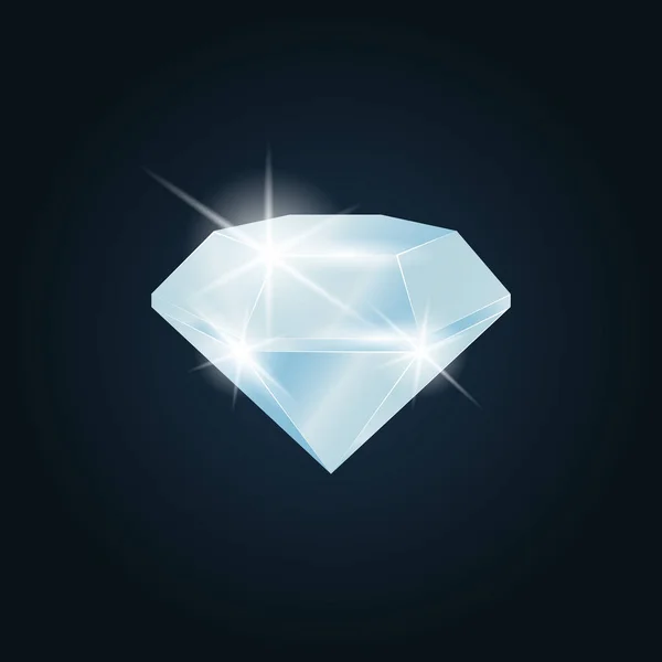 Diamant Edelstein Glänzend Isoliertes Objekt Auf Dunklem Hintergrund Vektorillustration — Stockvektor